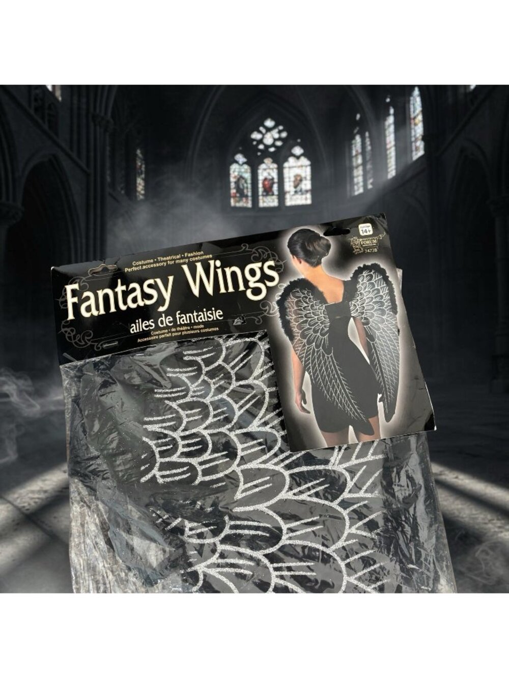 New Large Black Halloween Fantasy Cosplay Gothic Dark Costume Feather Wings